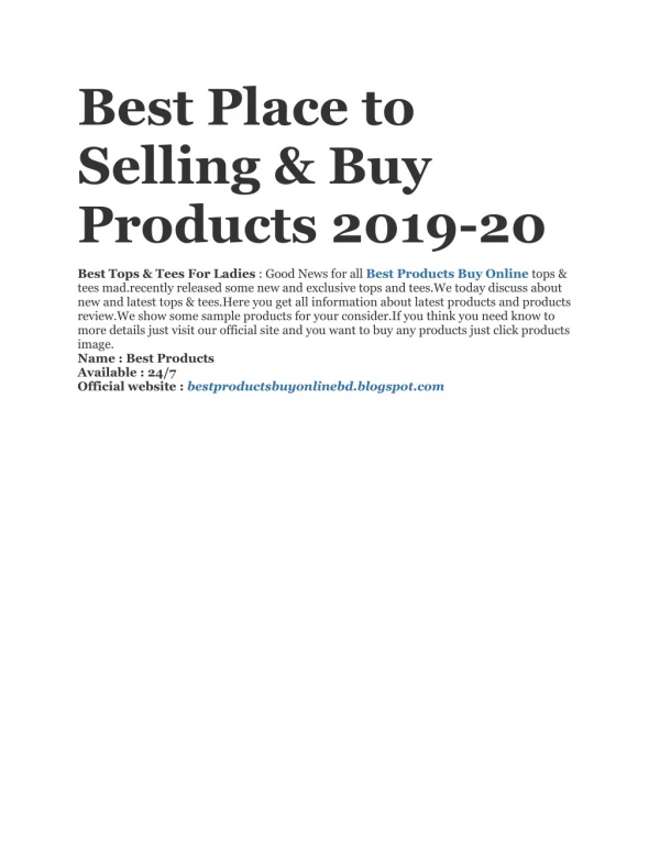 Best & Latest Products To selling Online
