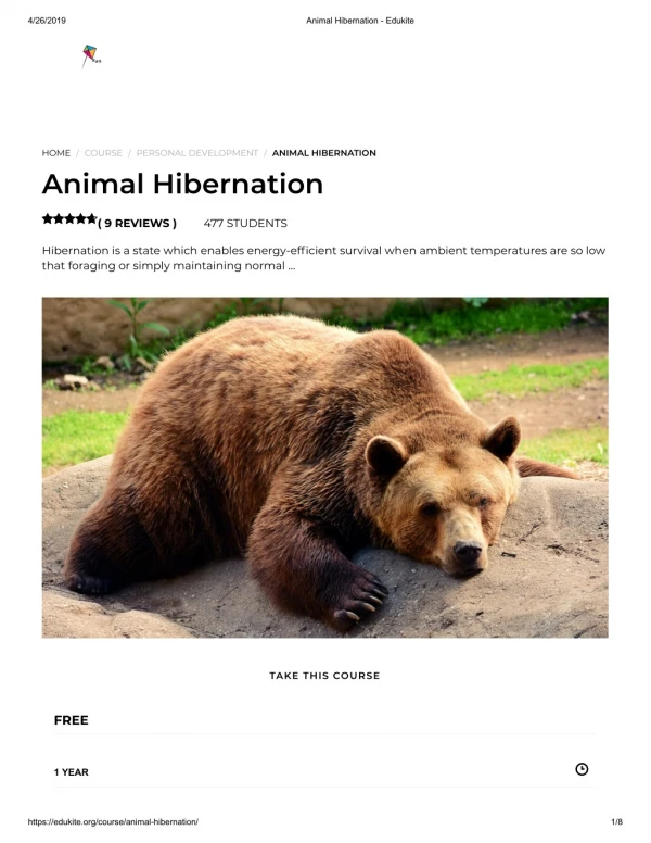 Animal Hibernation - Edukite