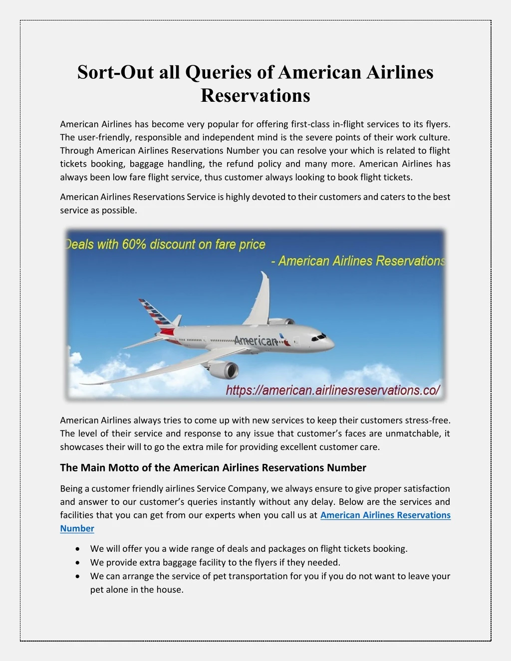 sort out all queries of american airlines