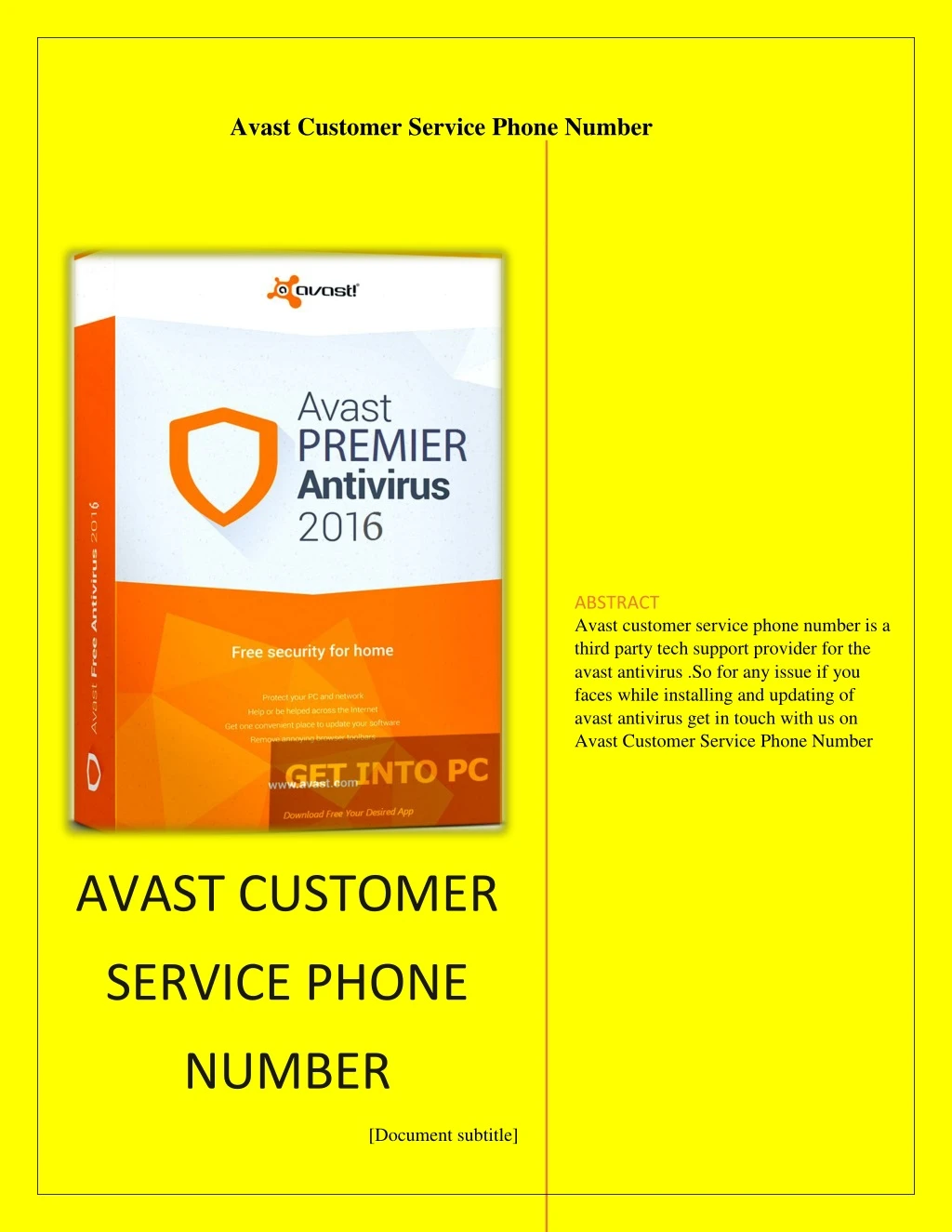 avast customer service phone number