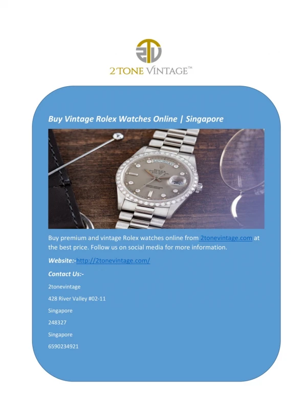Buy Vintage Rolex Watches Online | Singapore