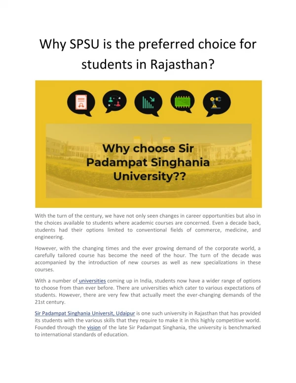 Why SPSU is the preferred choice for students in Rajasthan