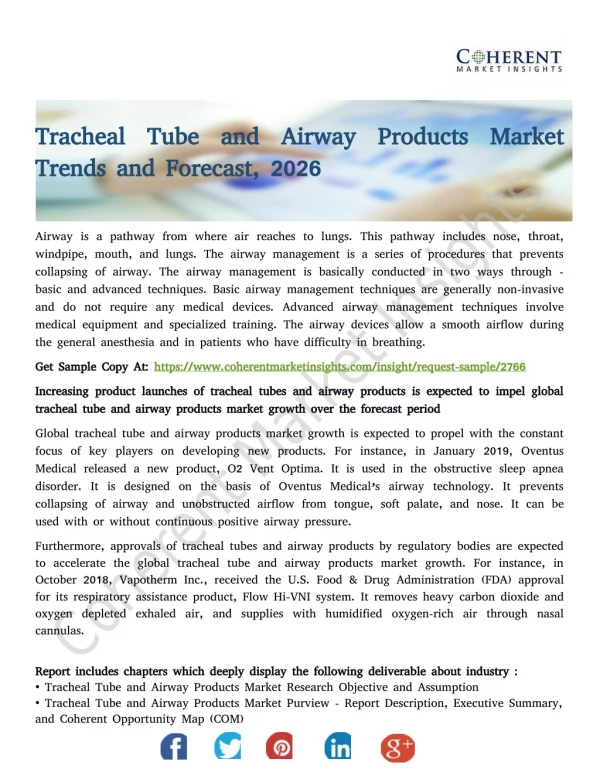 Tracheal Tube and Airway Products Market Trends and Forecast, 2026