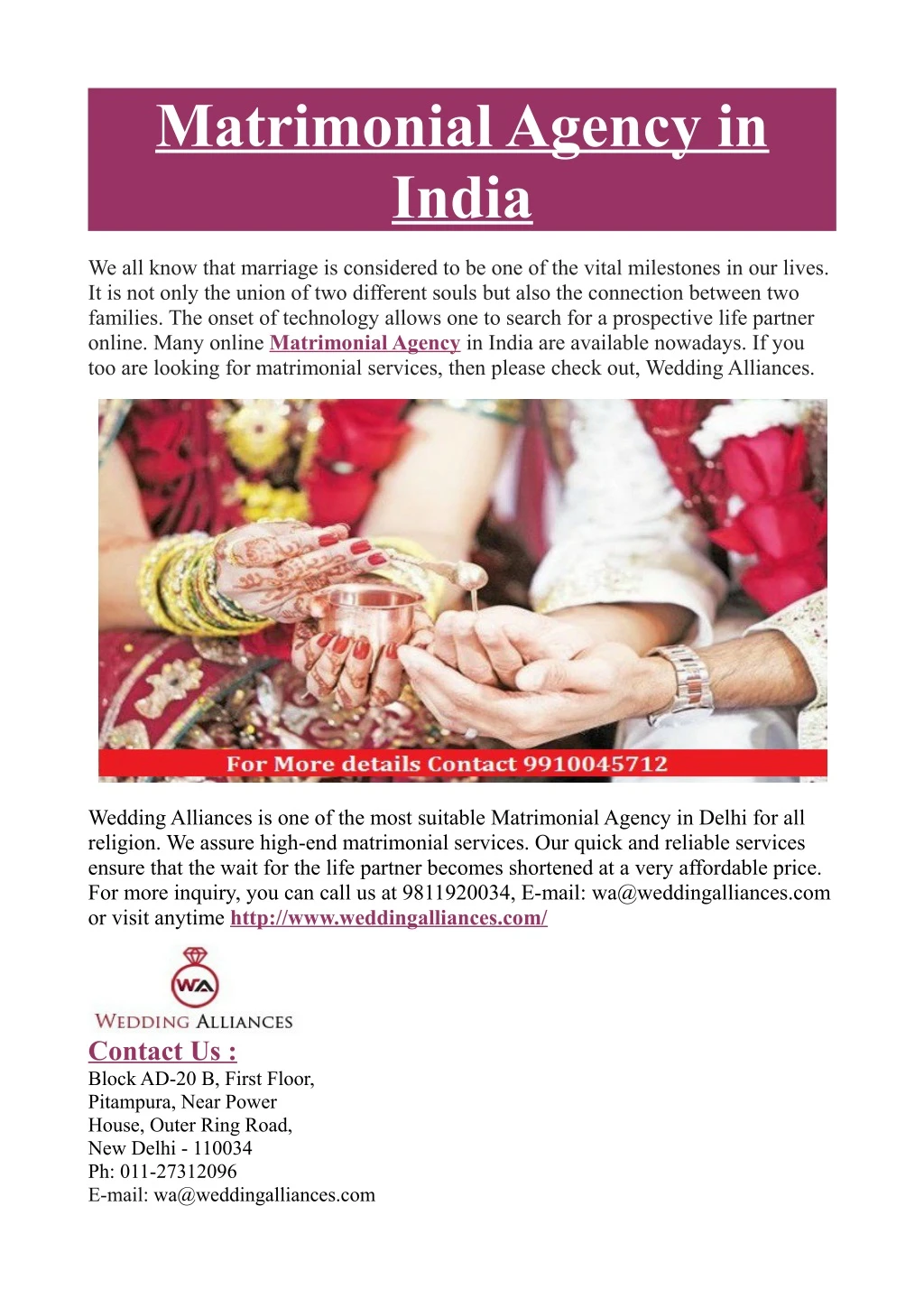 matrimonial agency in india