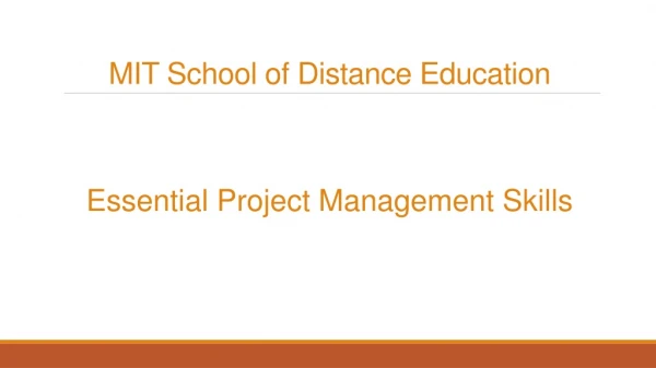 Essential Project Management Skills | MIT School of Distance Education