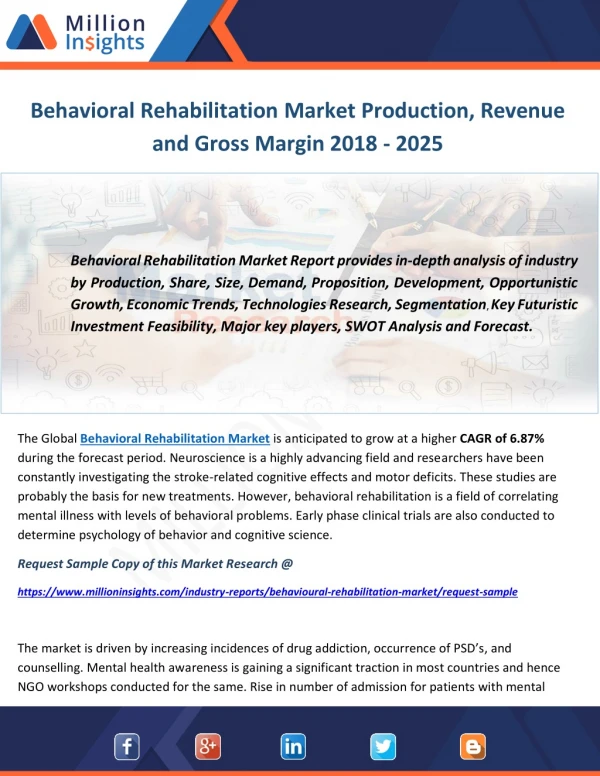 Behavioral Rehabilitation Market Production, Revenue and Gross Margin 2018 - 2025