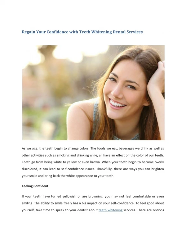 Regain Your Confidence with Teeth Whitening Dental Services