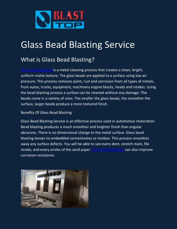 Best Glass Bead Blasting Service with quality|Blast Top