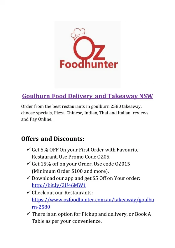Goulburn 2580 Food Delivery and Takeaway