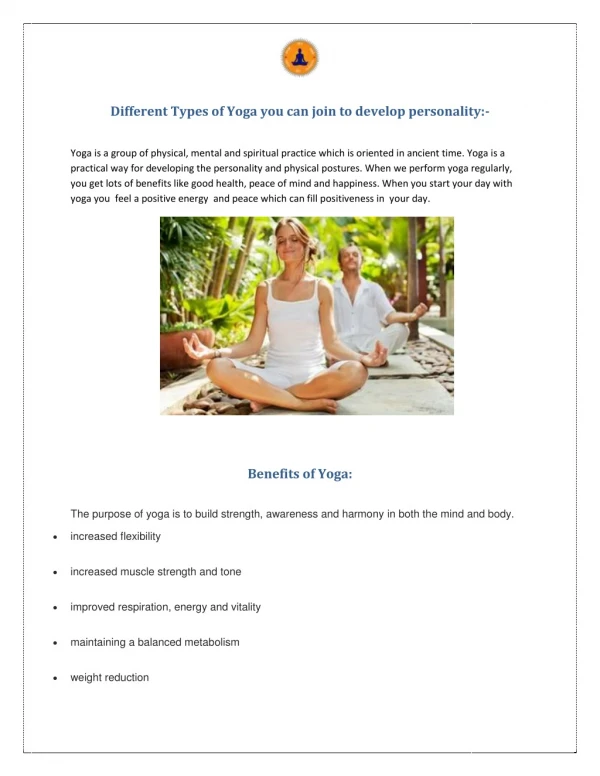 Different Types of Yoga you can join to develop personality