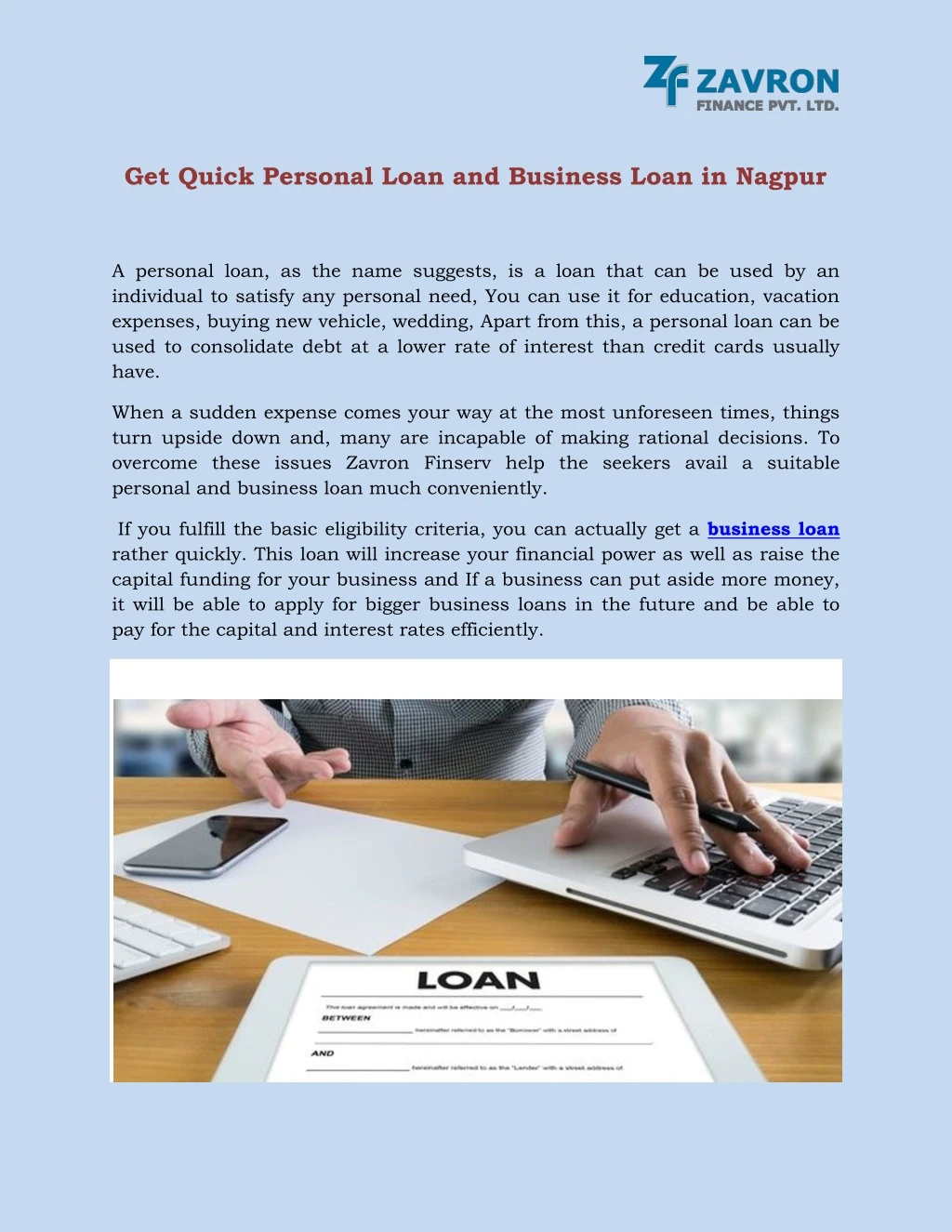 get quick personal loan and business loan