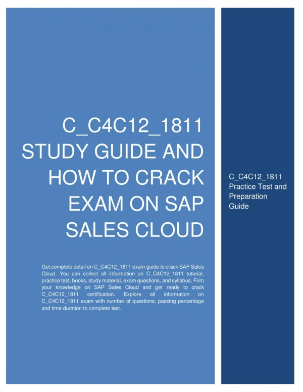 How to Prepare for C_C4C12_1811 exam on SAP Sales Cloud