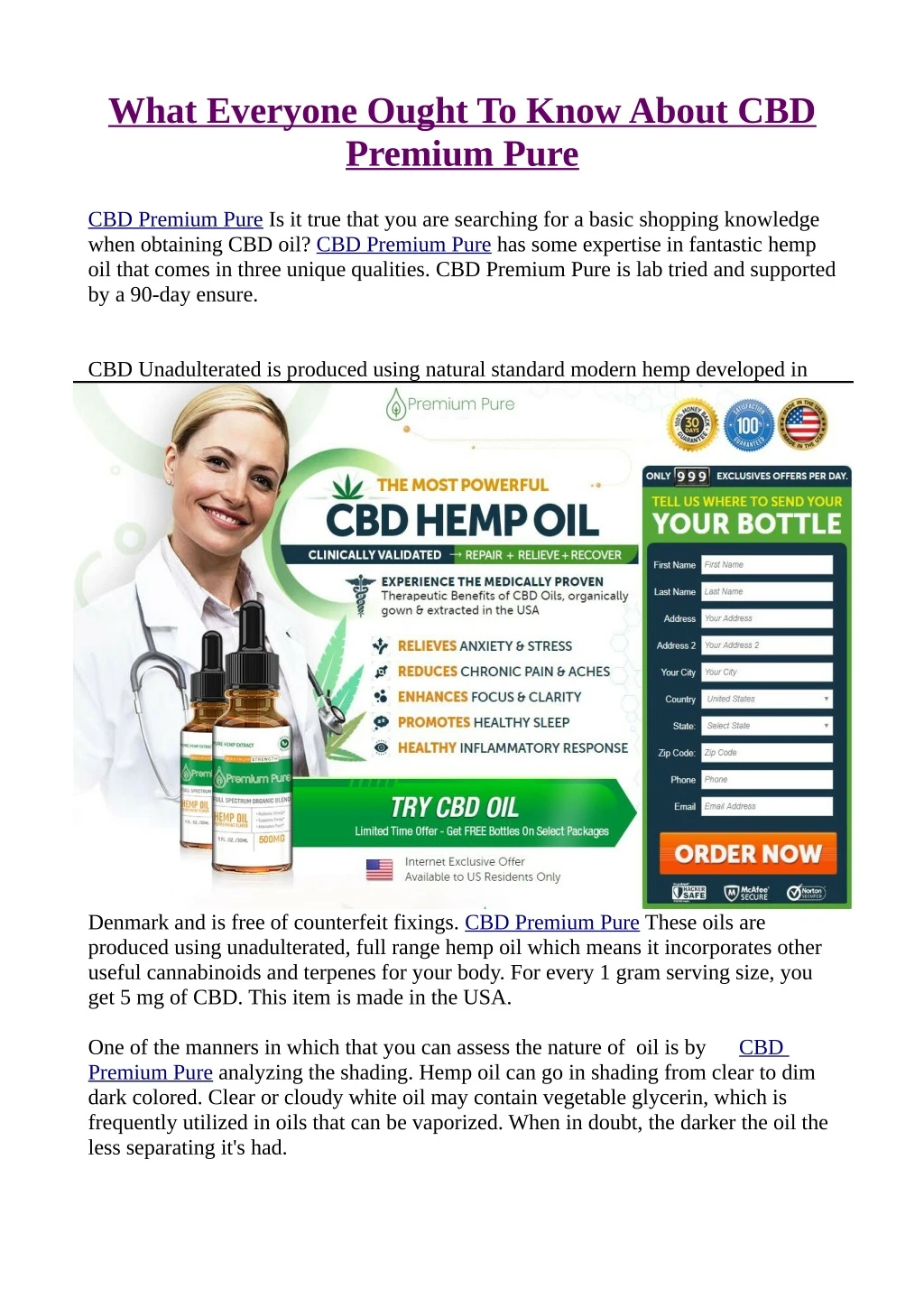 what everyone ought to know about cbd premium pure