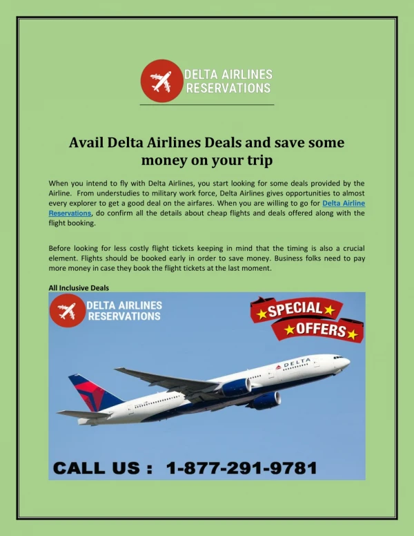 Avail Delta Airlines Deals and save some money on your trip