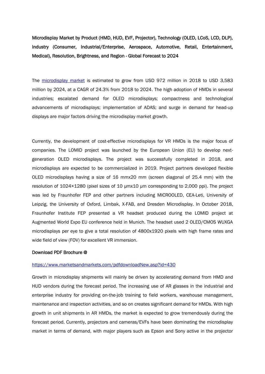 microdisplay market by product