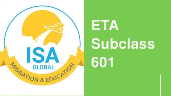 Visa 601 | Subclass 601 | eta 601 Visa