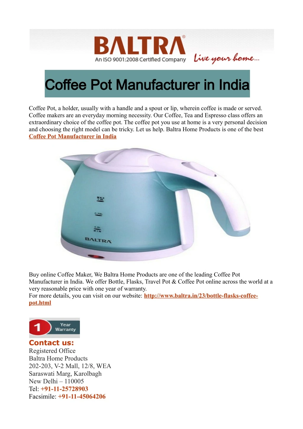 coffee pot manufacturer in india coffee
