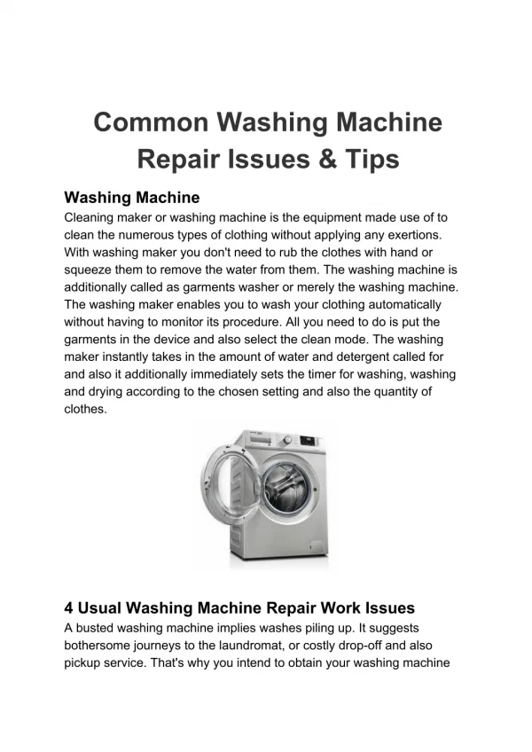 Common washing machine problem and tips