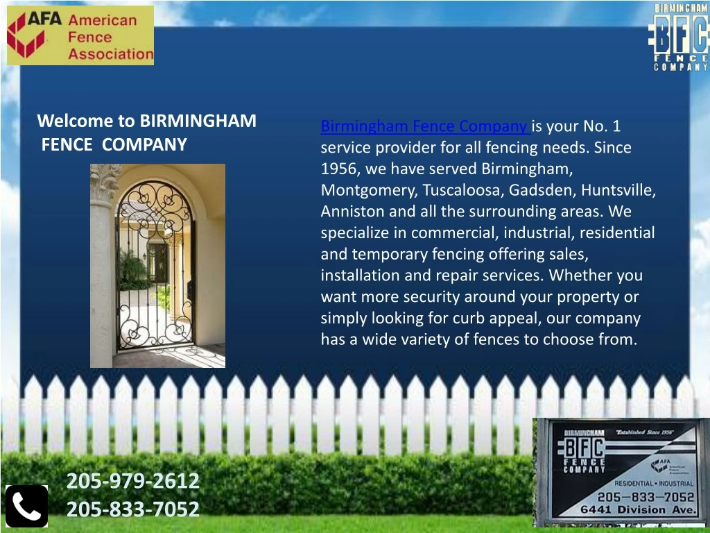 welcome to birmingham fence company