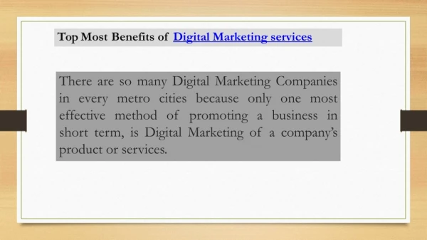 Benefits Of Digital Marketing Services