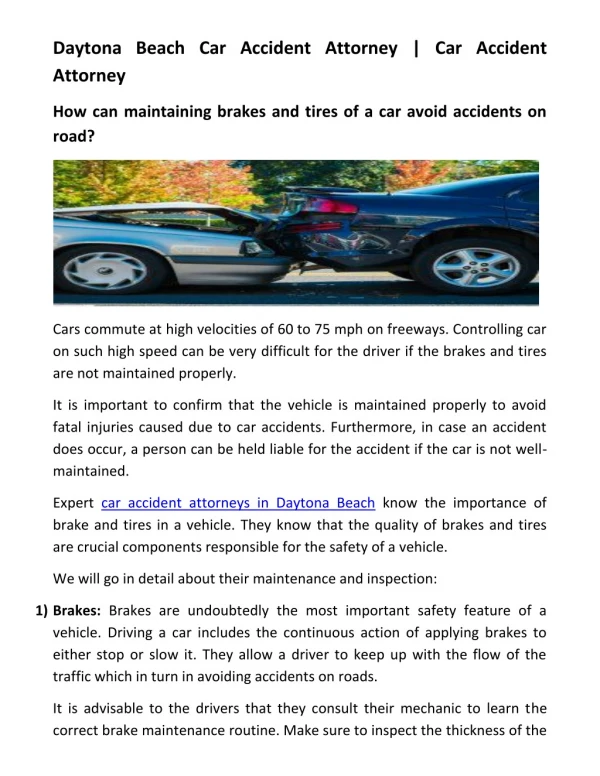 Daytona Beach Car Accident Attorney | Car Accident Attorney