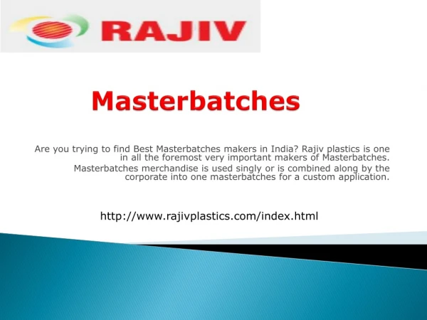 Masterbatches- Rajiv Plastics