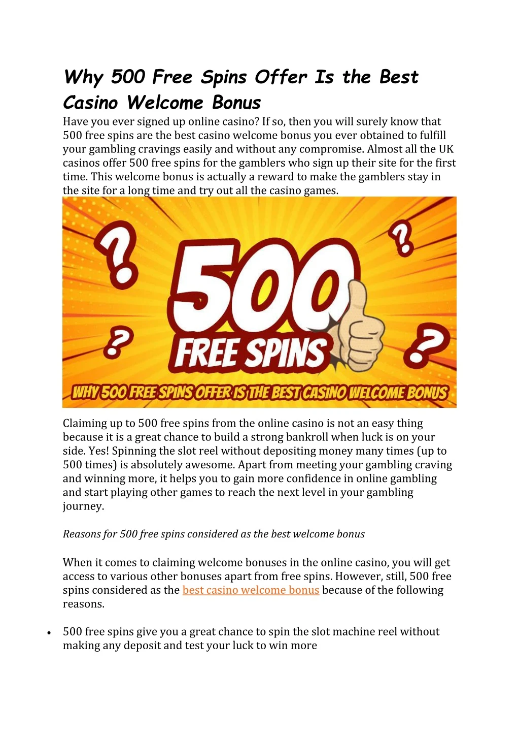why 500 free spins offer is the best casino