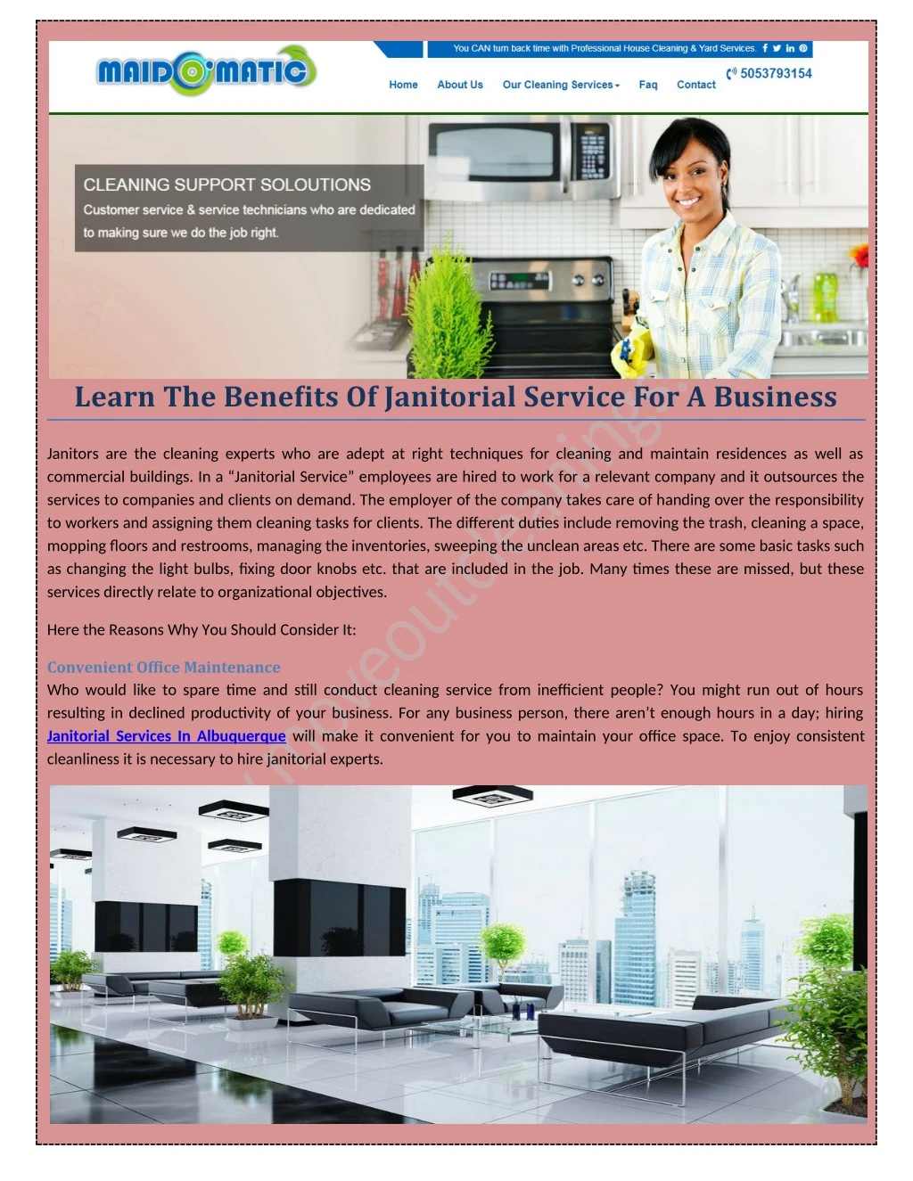 learn the benefits of janitorial service