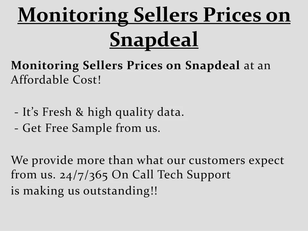 monitoring sellers prices on snapdeal