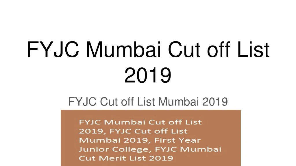 fyjc mumbai cut off list 2019