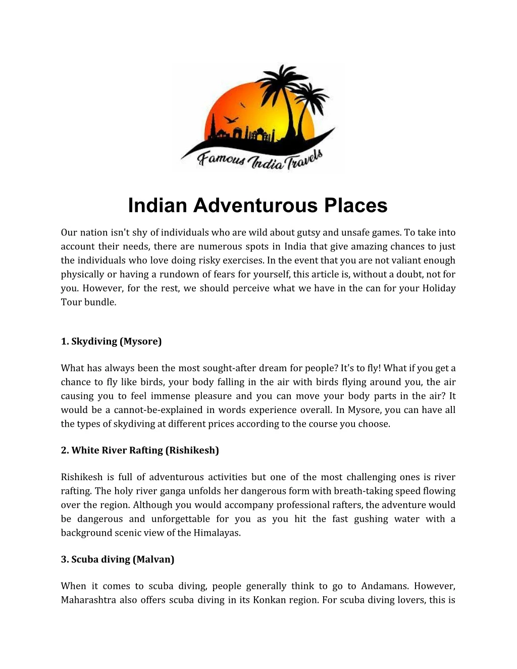 indian adventurous places