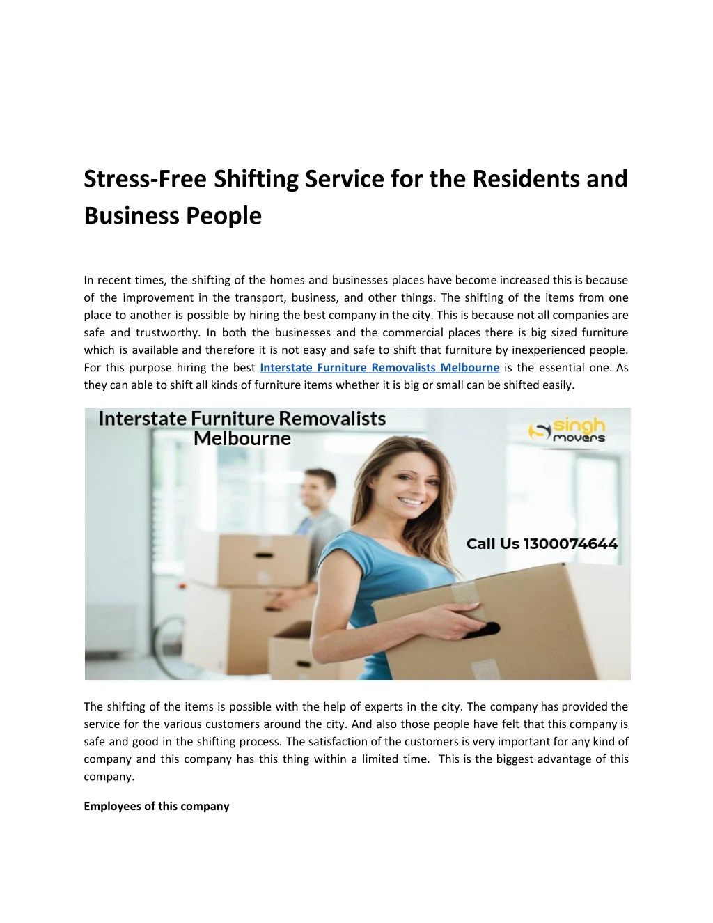 stress free shifting service for the residents