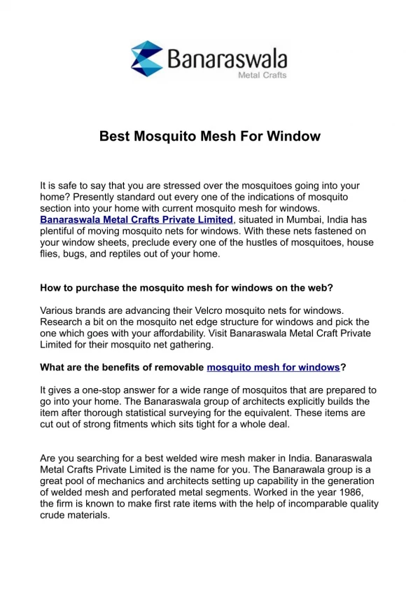 Best Mosquito Mesh For Window
