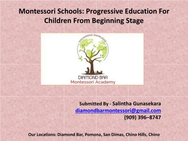 Montessori Schools: Progressive Education for Children from Beginning Stage
