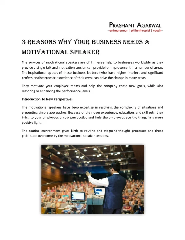 3 Reasons Why Your Business Needs A Motivational Speaker