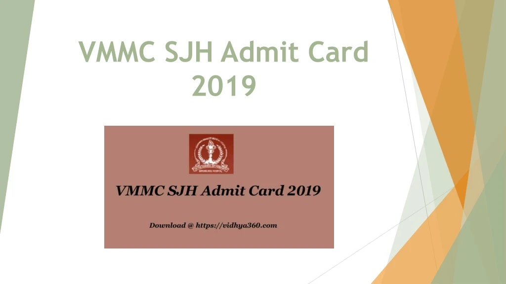 vmmc sjh admit card 2019