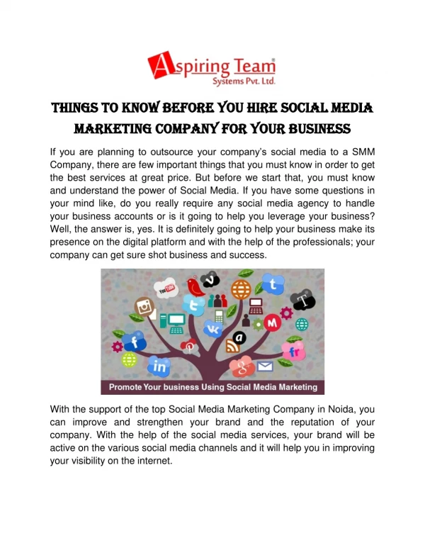 Things to know before you hire social media marketing company for your business