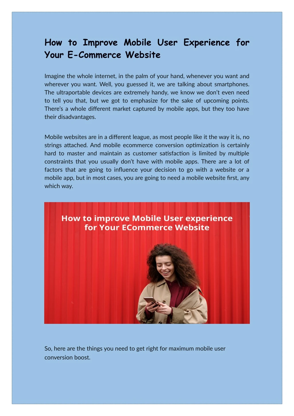 how to improve mobile user experience for your