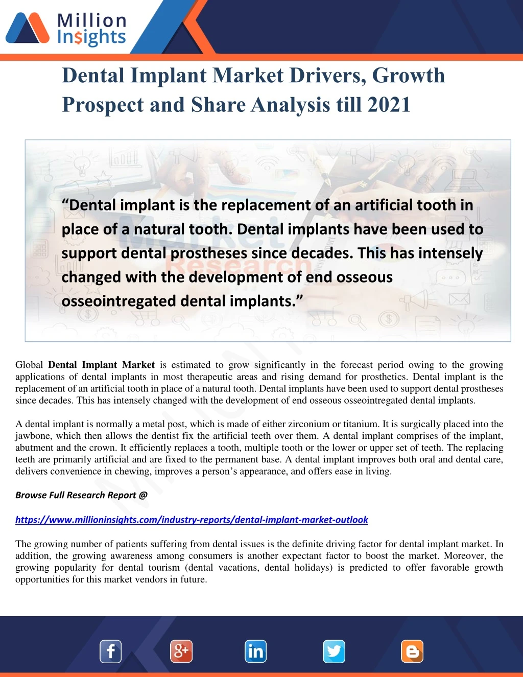 dental implant market drivers growth prospect