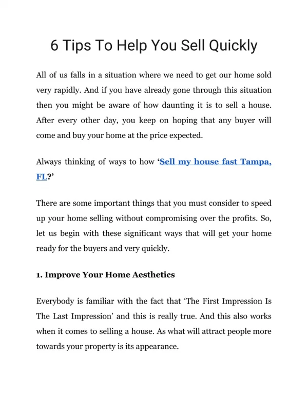 6 Tips to sell home quickly
