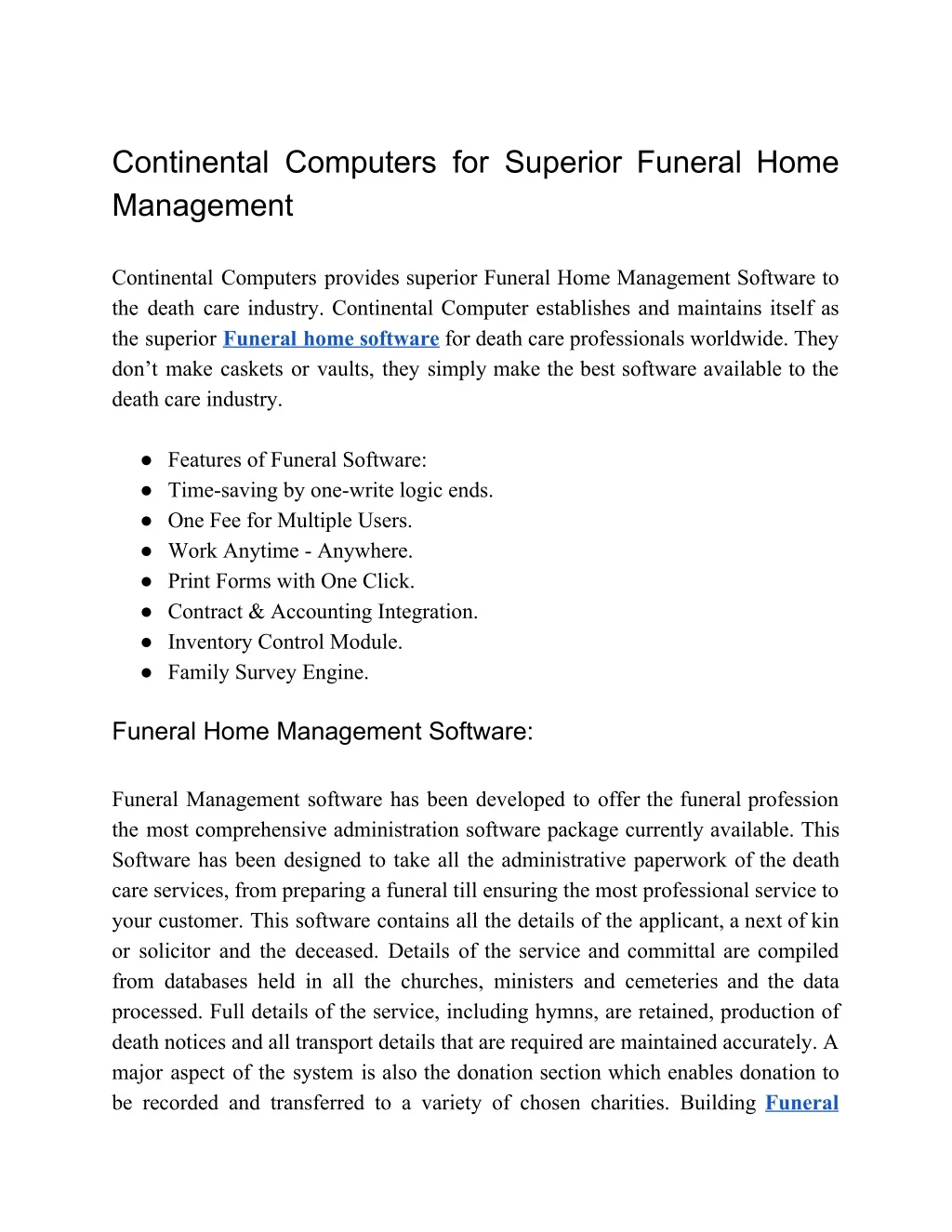 continental computers for superior funeral home