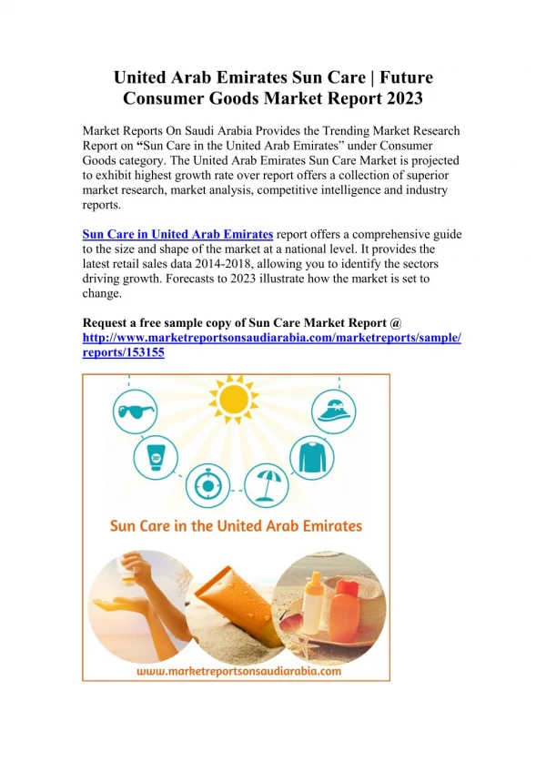 United Arab Emirates Sun Care Market 2023| Future Trends for Supply and Demand