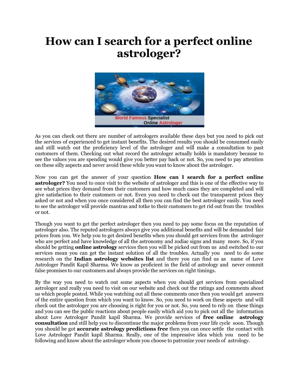 how can i search for a perfect online astrologer