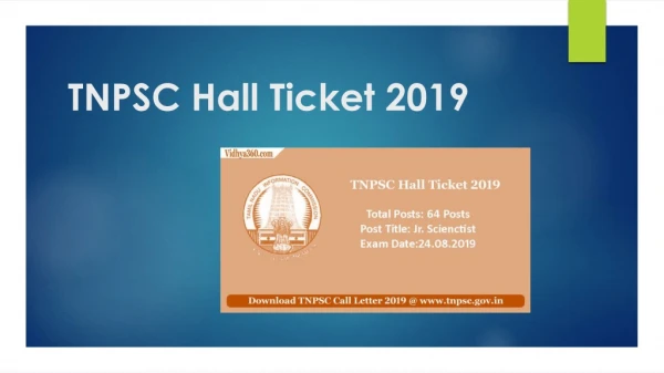 Download TNPSC Hall Ticket 2019, Collect Call Letter for Jr.Scienctist