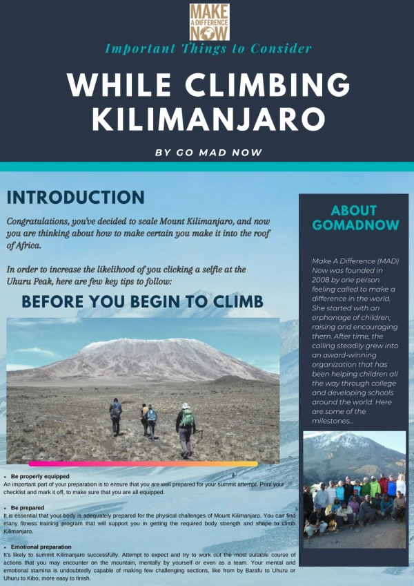 Important Things to Consider While Climbing Kilimanjaro