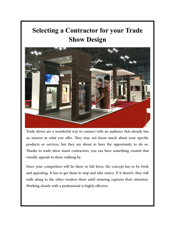 Selecting a Contractor for your Trade Show Design
