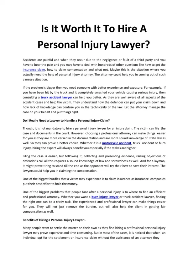 Is It Worth It To Hire A Personal Injury Lawyer?