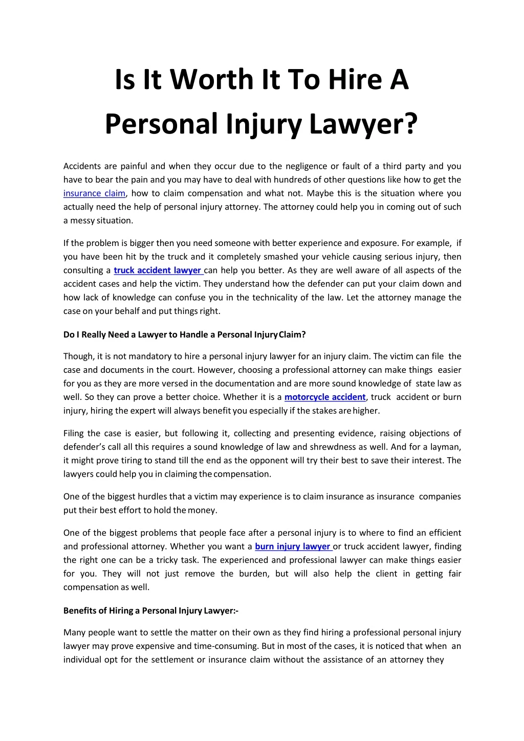 is it worth it to hire a personal injury lawyer