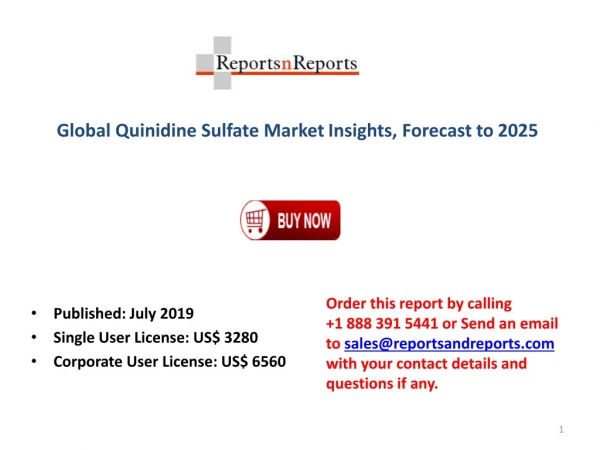 Quinidine Sulfate Market: Industry Size, Application Analysis, Regional Outlook 2019-2025