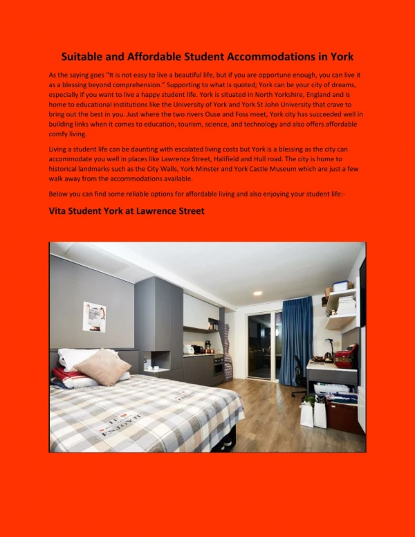 Suitable and Affordable Student Accommodations in York